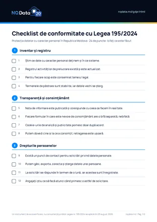 Checklist de conformitate cu Legea 195/2024
